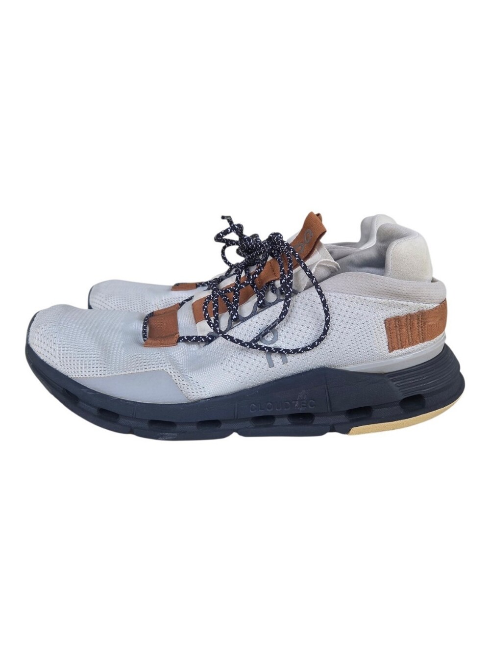 On Cloudnova White Pecan Navy Mens Running Shoes Size 8.5